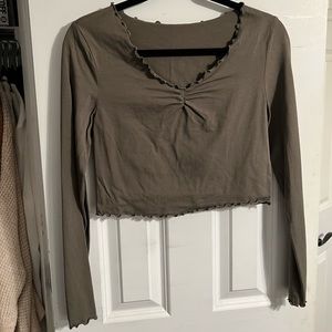 free people army green long sleeve top